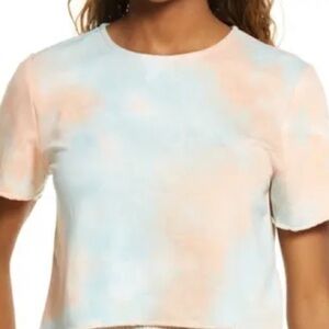 BP. Nordstrom women’s tie dye blue pink short sleeve crop top Sz s